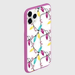 Чехол iPhone 11 Pro матовый Новогодняя гирлянда белая, цвет: 3D-фиолетовый — фото 2