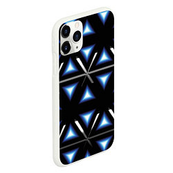 Чехол iPhone 11 Pro матовый Синие треугольники, цвет: 3D-белый — фото 2