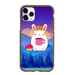 Чехол iPhone 11 Pro матовый Крупный заяц с кофе, цвет: 3D-коричневый