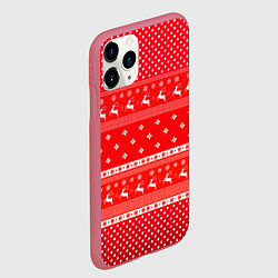Чехол iPhone 11 Pro матовый Праздничный красный свитер, цвет: 3D-малиновый — фото 2