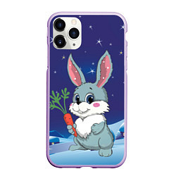 Чехол iPhone 11 Pro матовый Кролик с морковкой, цвет: 3D-сиреневый