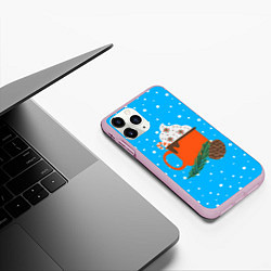Чехол iPhone 11 Pro матовый Кружечка какао с маршмеллоу, цвет: 3D-розовый — фото 2