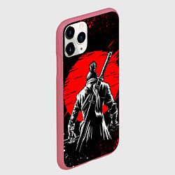 Чехол iPhone 11 Pro матовый Самурай - красное солнце, цвет: 3D-малиновый — фото 2
