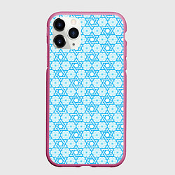 Чехол iPhone 11 Pro матовый Израильский узор для Хануки, цвет: 3D-малиновый