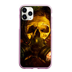 Чехол iPhone 11 Pro матовый Череп с противогазом, цвет: 3D-розовый