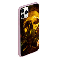 Чехол iPhone 11 Pro матовый Череп с противогазом, цвет: 3D-розовый — фото 2