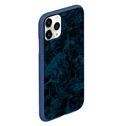 Чехол iPhone 11 Pro матовый Синий и черный мраморный узор, цвет: 3D-тёмно-синий — фото 2