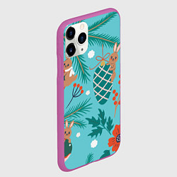 Чехол iPhone 11 Pro матовый Кролики на ёлочке, цвет: 3D-фиолетовый — фото 2