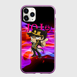 Чехол iPhone 11 Pro матовый Дзётаро Кудзё - character cartoon, цвет: 3D-фиолетовый