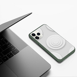 Чехол iPhone 11 Pro матовый Серый фон и абстрактные белые объёмные окружности, цвет: 3D-темно-зеленый — фото 2