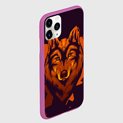 Чехол iPhone 11 Pro матовый Голова рыжего волка, цвет: 3D-фиолетовый — фото 2