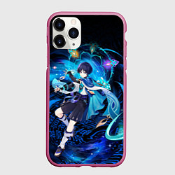 Чехол iPhone 11 Pro матовый Странник - Скарамучча, цвет: 3D-малиновый