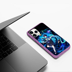 Чехол iPhone 11 Pro матовый Странник - Скарамучча, цвет: 3D-фиолетовый — фото 2