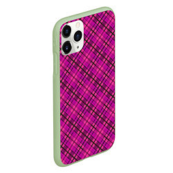 Чехол iPhone 11 Pro матовый Малиново розовый узор в клетку, цвет: 3D-салатовый — фото 2