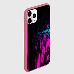 Чехол iPhone 11 Pro матовый Фиолетовые линии и нейроны, цвет: 3D-малиновый — фото 2