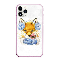Чехол iPhone 11 Pro матовый Лисичка с мышкой, цвет: 3D-розовый