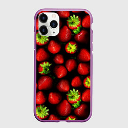 Чехол iPhone 11 Pro матовый Клубничка - ягоды, цвет: 3D-фиолетовый