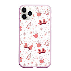Чехол iPhone 11 Pro матовый Зимнее розовое настроение
