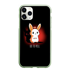 Чехол iPhone 11 Pro матовый Кролик чёртик, цвет: 3D-салатовый