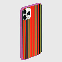 Чехол iPhone 11 Pro матовый Вертикальные полосы в оранжево-коричневых тонах, цвет: 3D-фиолетовый — фото 2