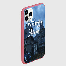 Чехол iPhone 11 Pro матовый Уэнсдэй Аддамс - замок, цвет: 3D-малиновый — фото 2