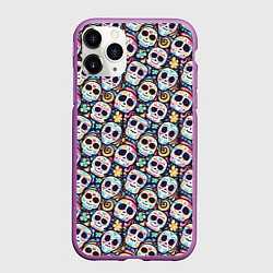 Чехол iPhone 11 Pro матовый Черепа с рисунками