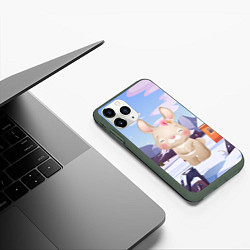 Чехол iPhone 11 Pro матовый Зайка зима, цвет: 3D-темно-зеленый — фото 2