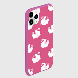 Чехол iPhone 11 Pro матовый Сексуальные кролики на розовом, цвет: 3D-фиолетовый — фото 2
