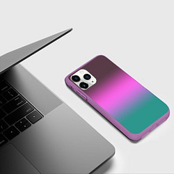 Чехол iPhone 11 Pro матовый Бирюзово-малиновый градиент, цвет: 3D-фиолетовый — фото 2