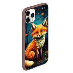 Чехол iPhone 11 Pro матовый Лиса в Folk Art стиле, цвет: 3D-коричневый — фото 2