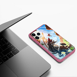 Чехол iPhone 11 Pro матовый Битва с машиной Horizon call of the mountain, цвет: 3D-малиновый — фото 2