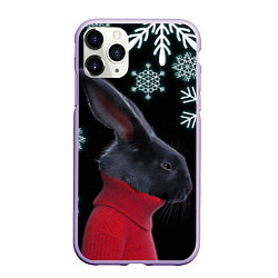 Чехол iPhone 11 Pro матовый Зимний кролик в свитере