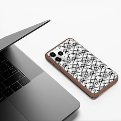 Чехол iPhone 11 Pro матовый Черно белый геометрический узор, цвет: 3D-коричневый — фото 2