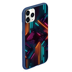 Чехол iPhone 11 Pro матовый Хаос неоновых линий, цвет: 3D-тёмно-синий — фото 2