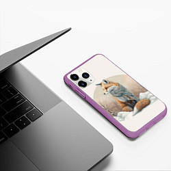 Чехол iPhone 11 Pro матовый Лисица и сугроб, цвет: 3D-фиолетовый — фото 2