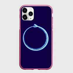 Чехол iPhone 11 Pro матовый Уроборос скелет змеи, цвет: 3D-малиновый