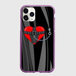 Чехол iPhone 11 Pro матовый Сердце и ключ bdsm, цвет: 3D-фиолетовый