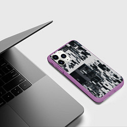 Чехол iPhone 11 Pro матовый Геометрическое множество объёмных чёрно-белых фигу, цвет: 3D-фиолетовый — фото 2
