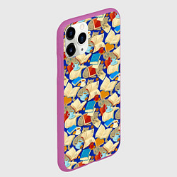 Чехол iPhone 11 Pro матовый Книги и котики, цвет: 3D-фиолетовый — фото 2
