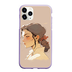 Чехол iPhone 11 Pro матовый Аниме девушка в профиль, цвет: 3D-светло-сиреневый