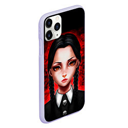 Чехол iPhone 11 Pro матовый Уэнсдэй на красном фоне, цвет: 3D-светло-сиреневый — фото 2