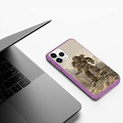 Чехол iPhone 11 Pro матовый Bone raider power armor skin in fallout, цвет: 3D-фиолетовый — фото 2