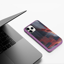 Чехол iPhone 11 Pro матовый Серые и красные призрачные стёкла, цвет: 3D-фиолетовый — фото 2