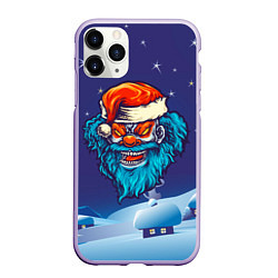 Чехол iPhone 11 Pro матовый Злой Санта синяя борода, цвет: 3D-светло-сиреневый