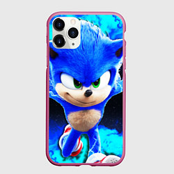 Чехол iPhone 11 Pro матовый Sonic неоновый дым, цвет: 3D-малиновый
