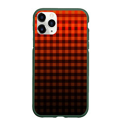 Чехол iPhone 11 Pro матовый Красно-черный узор в клетку, цвет: 3D-темно-зеленый