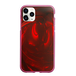 Чехол iPhone 11 Pro матовый Темно красные волны, цвет: 3D-малиновый