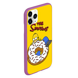 Чехол iPhone 11 Pro матовый Гомер Симпсон ест пончик, цвет: 3D-фиолетовый — фото 2