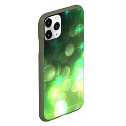 Чехол iPhone 11 Pro матовый Неоновый зеленый блеск и черный фон, цвет: 3D-темно-зеленый — фото 2