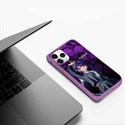 Чехол iPhone 11 Pro матовый Сёгун Райден - Геншин паттерн, цвет: 3D-фиолетовый — фото 2
